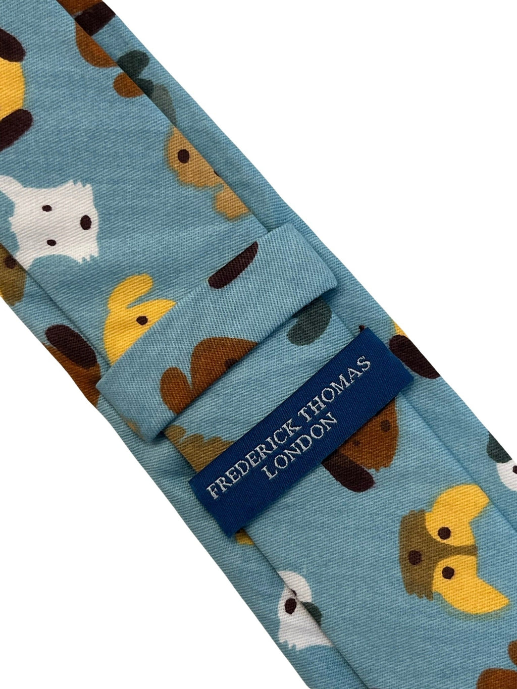 Medium Denim Blue Tie with Cute Dog Puppy Design