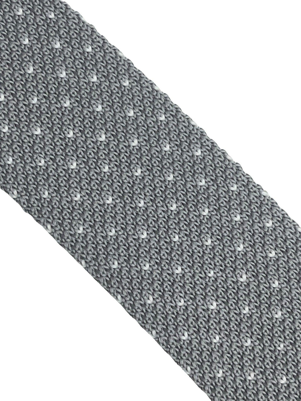 Light silver grey knitted tie with white pin spots