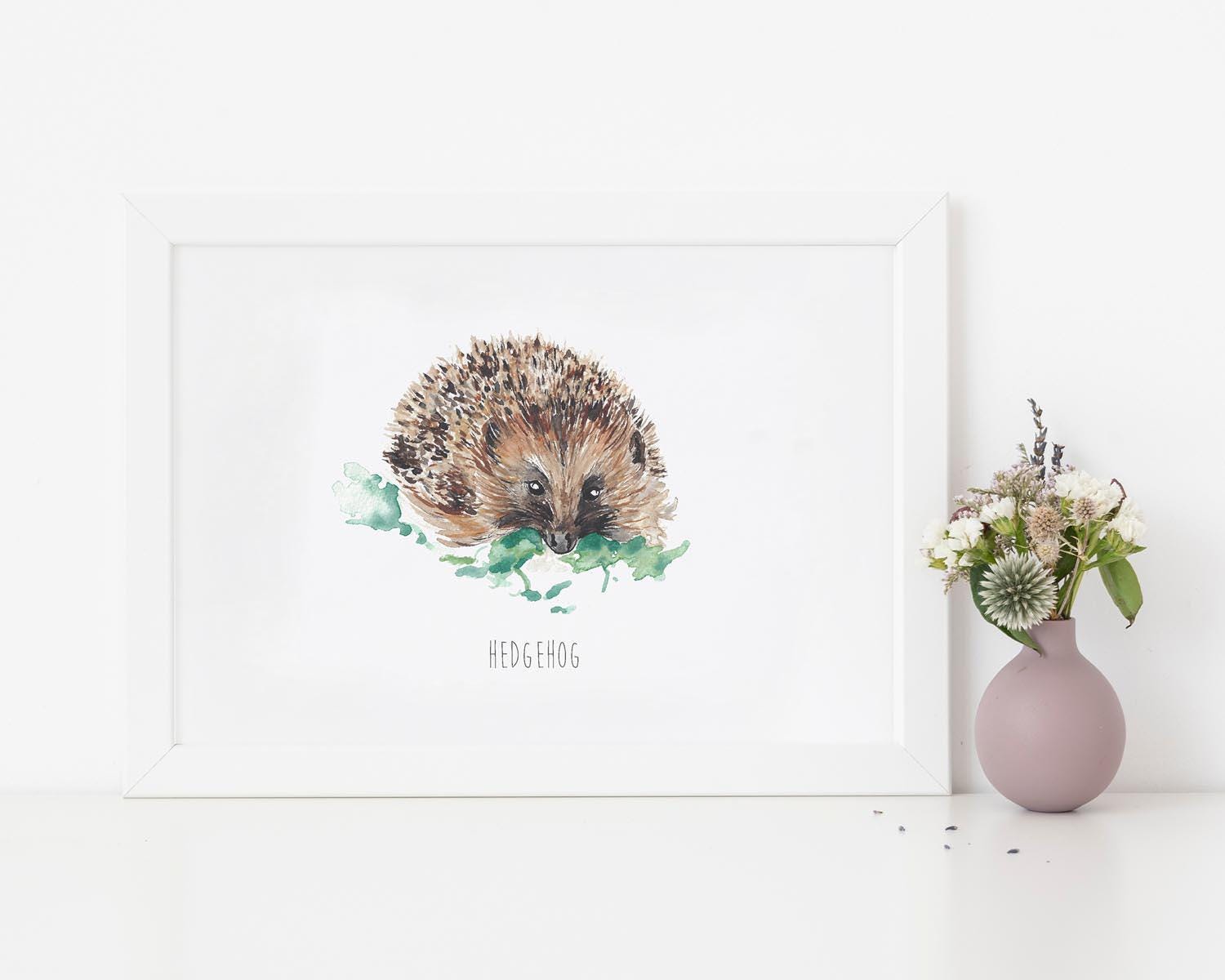 Hedgehog Watercolour Art Print