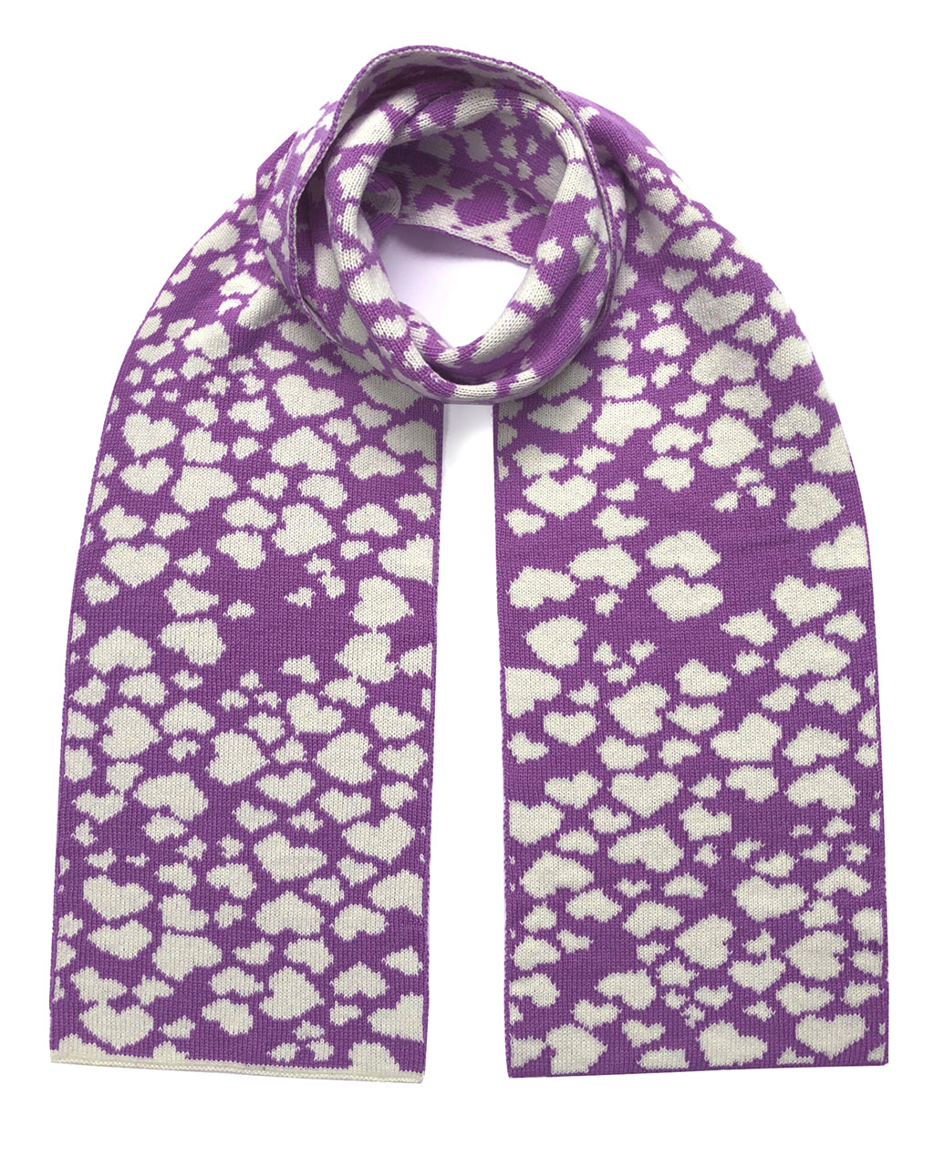 Lilac Hearts Wool and Cashmere Scarf