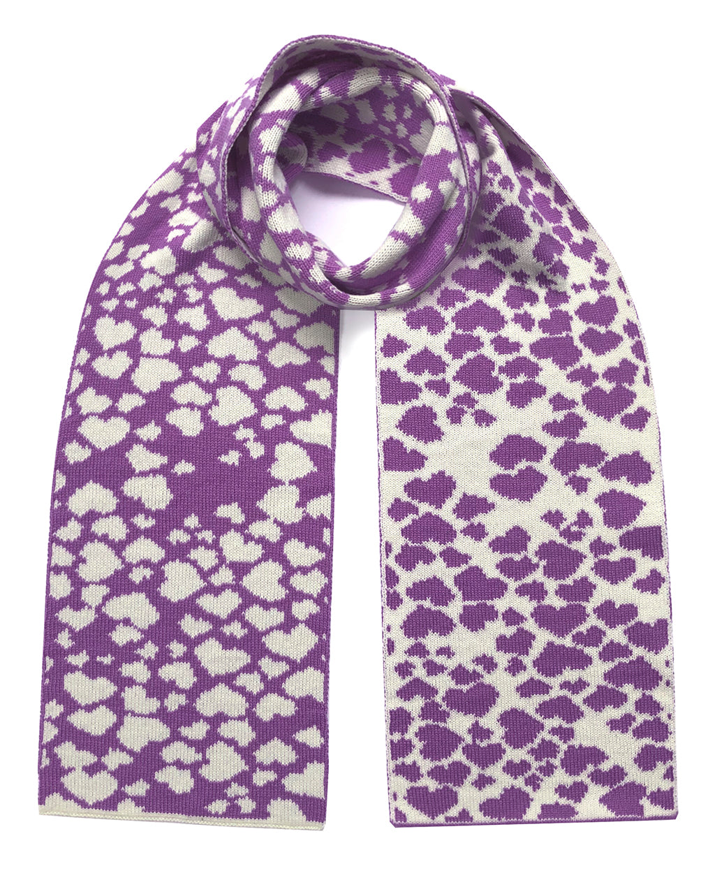 Lilac Hearts Wool and Cashmere Scarf