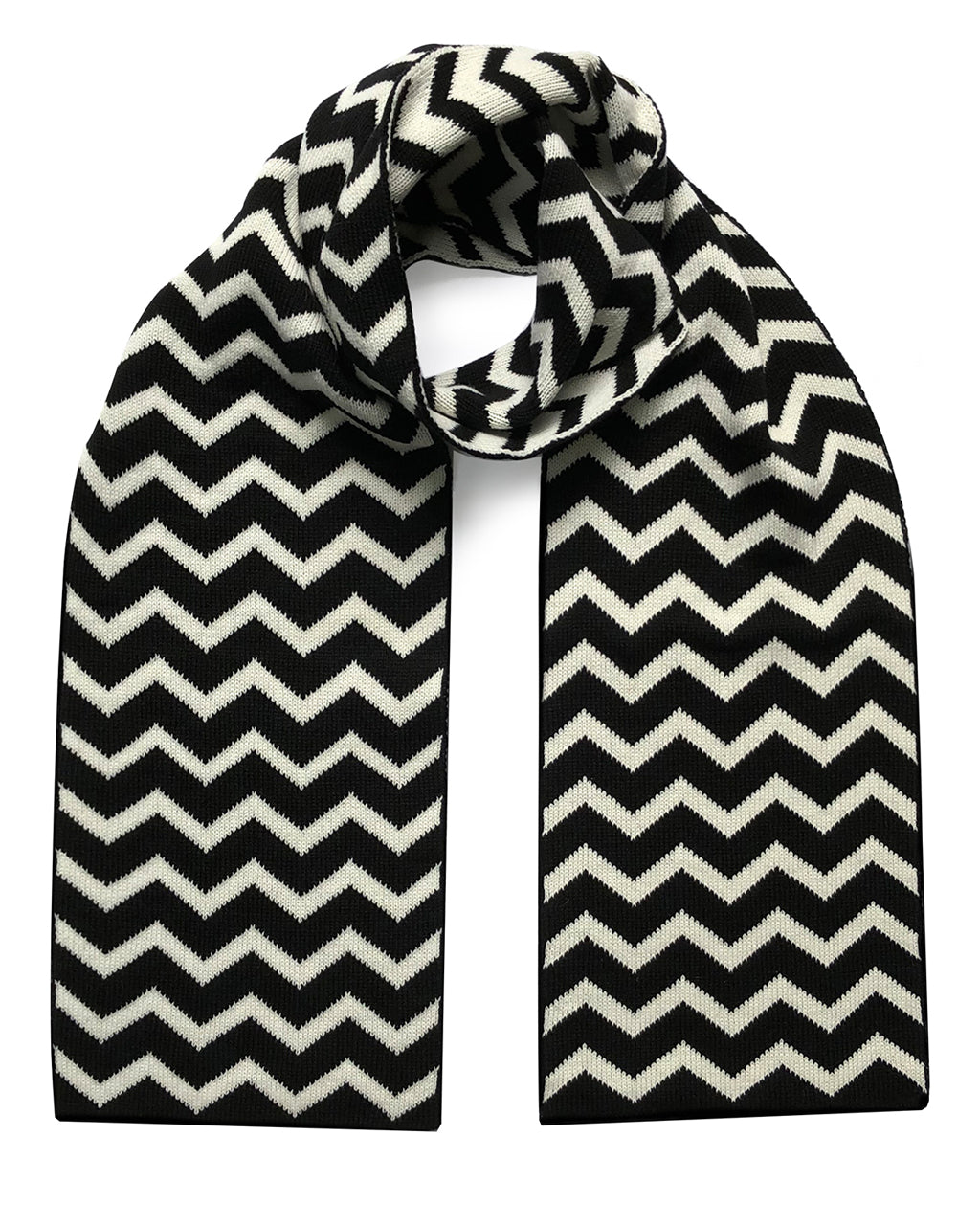 Chevron Wool and Cashmere Scarf in Black