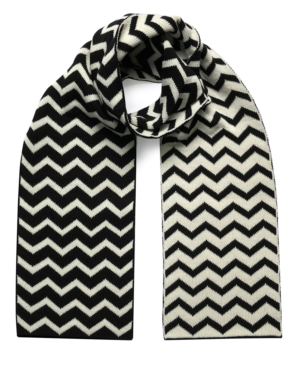 Chevron Wool and Cashmere Scarf in Black