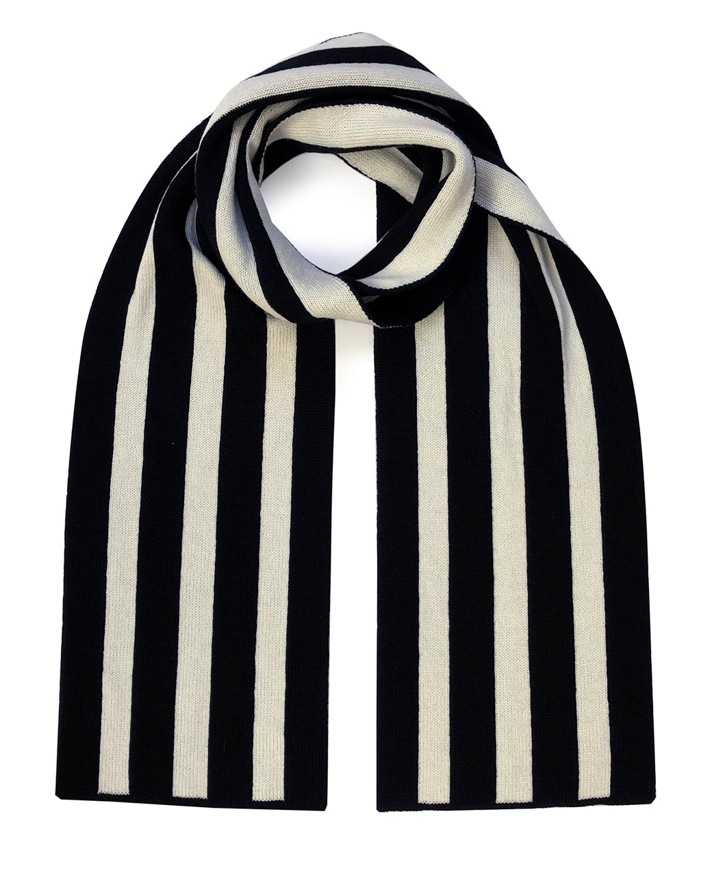 Stripes Wool and Cashmere Scarf in Black