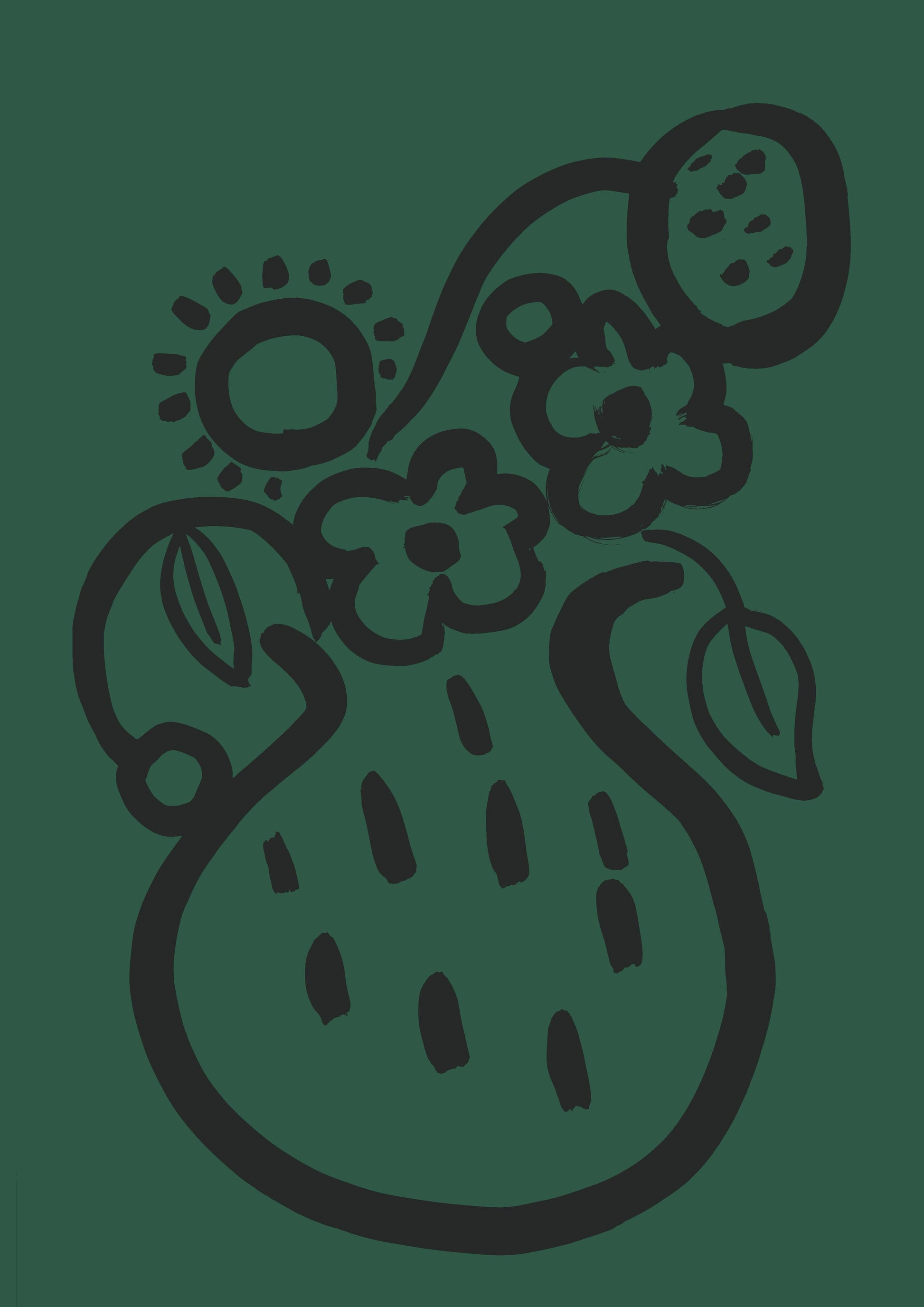 Bottle Green Vase Print with Graphite