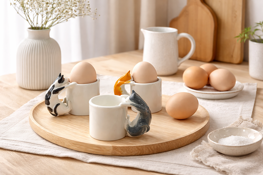Cat Egg Cup (ORANGE) – A Playful Ceramic Breakfast Object | 4am Product Design