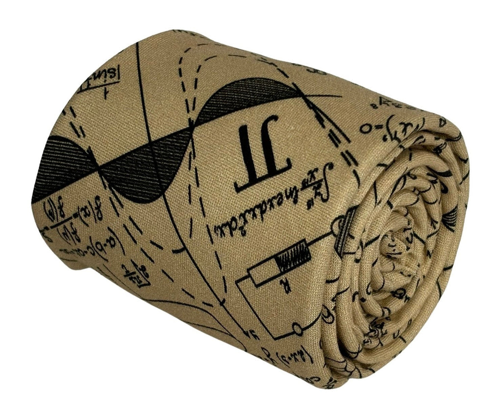Maths Equation Beige Gold Tie and Pocket Square