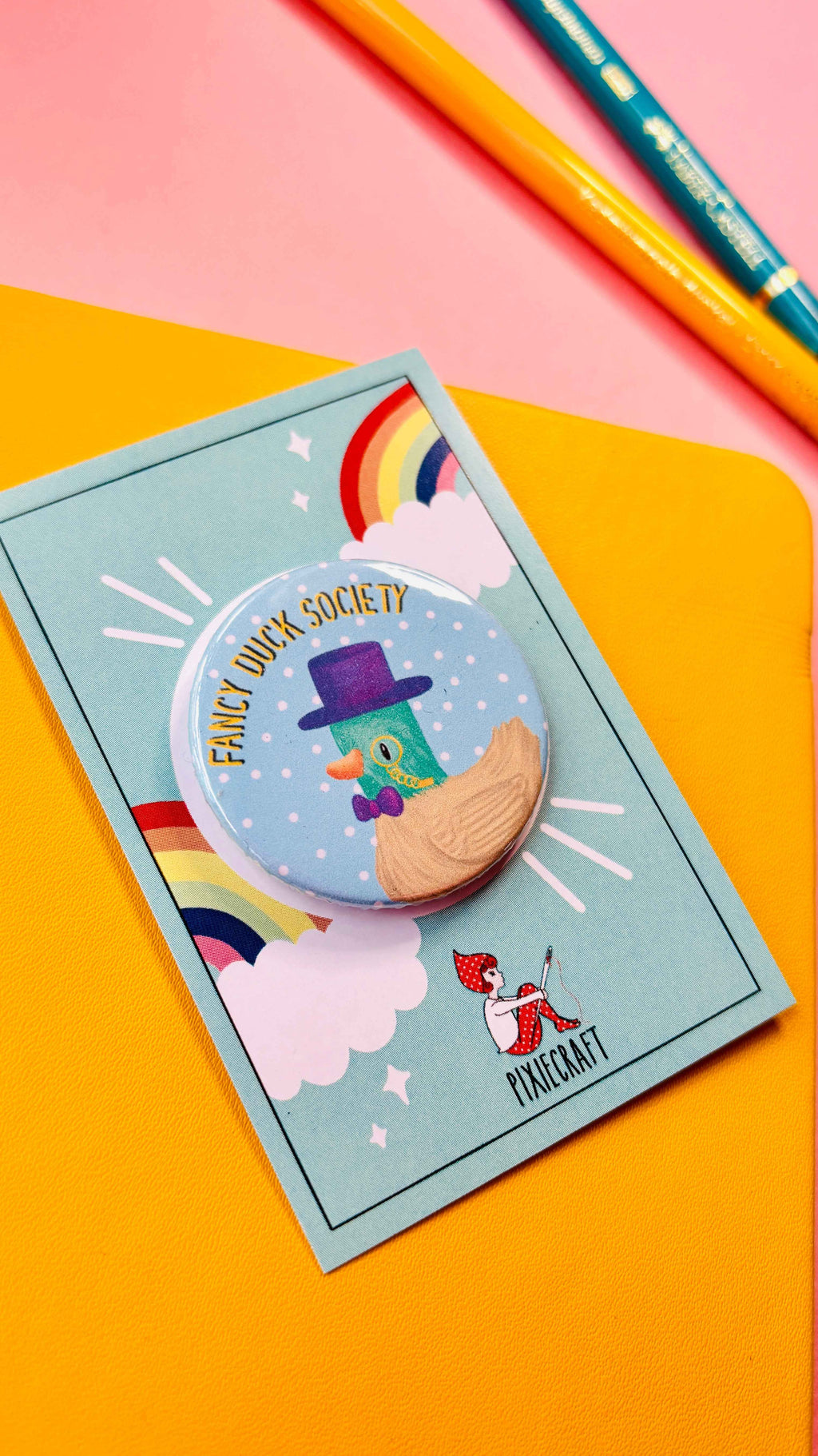 Fancy Duck Society Pin Badge or Magnet