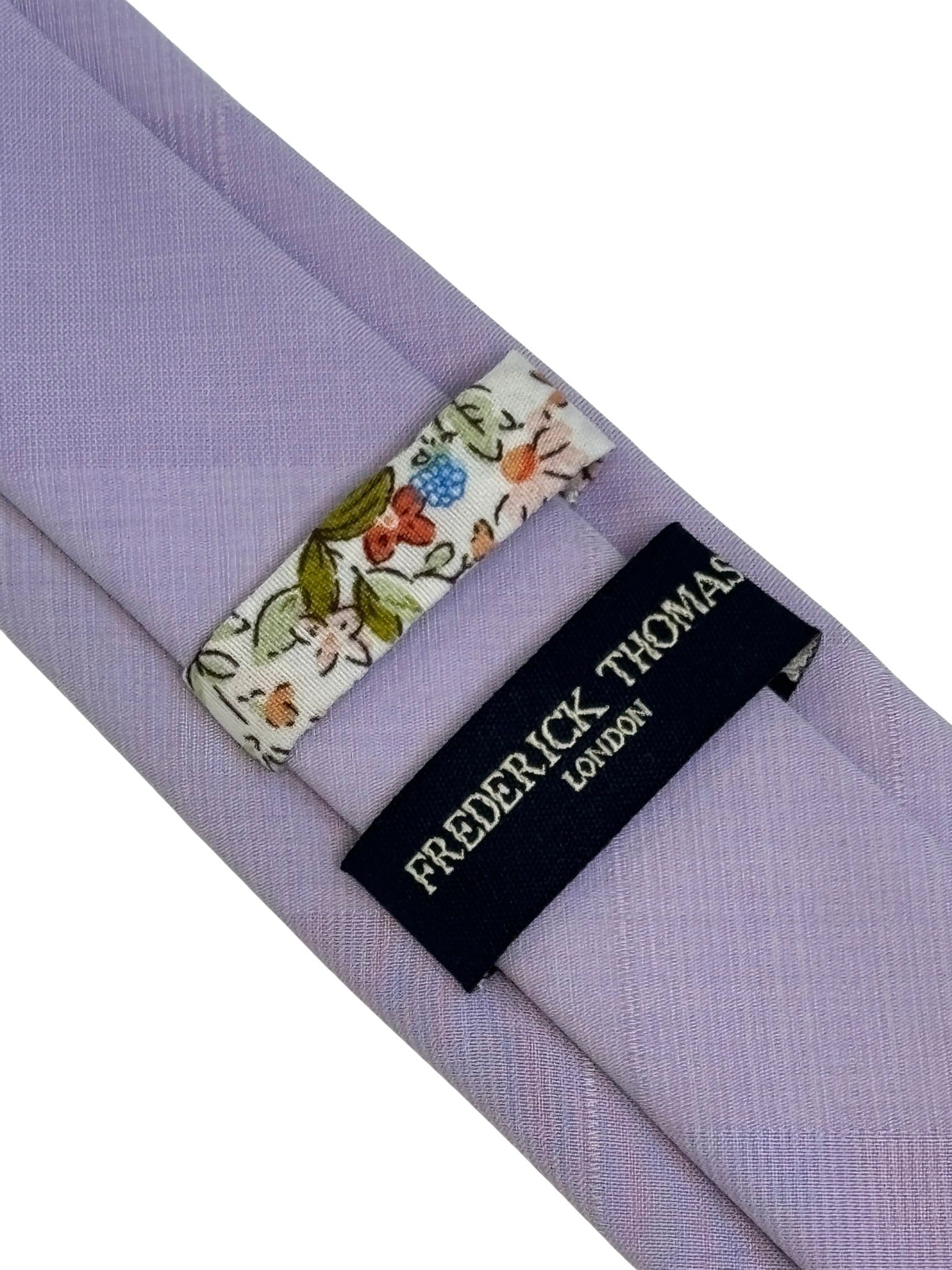 Lilac Lavender Cotton Tie with Floral Pattern