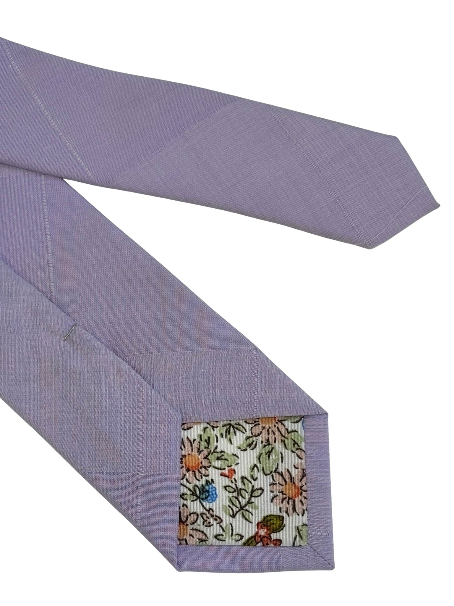 Lilac Lavender Cotton Tie with Floral Pattern