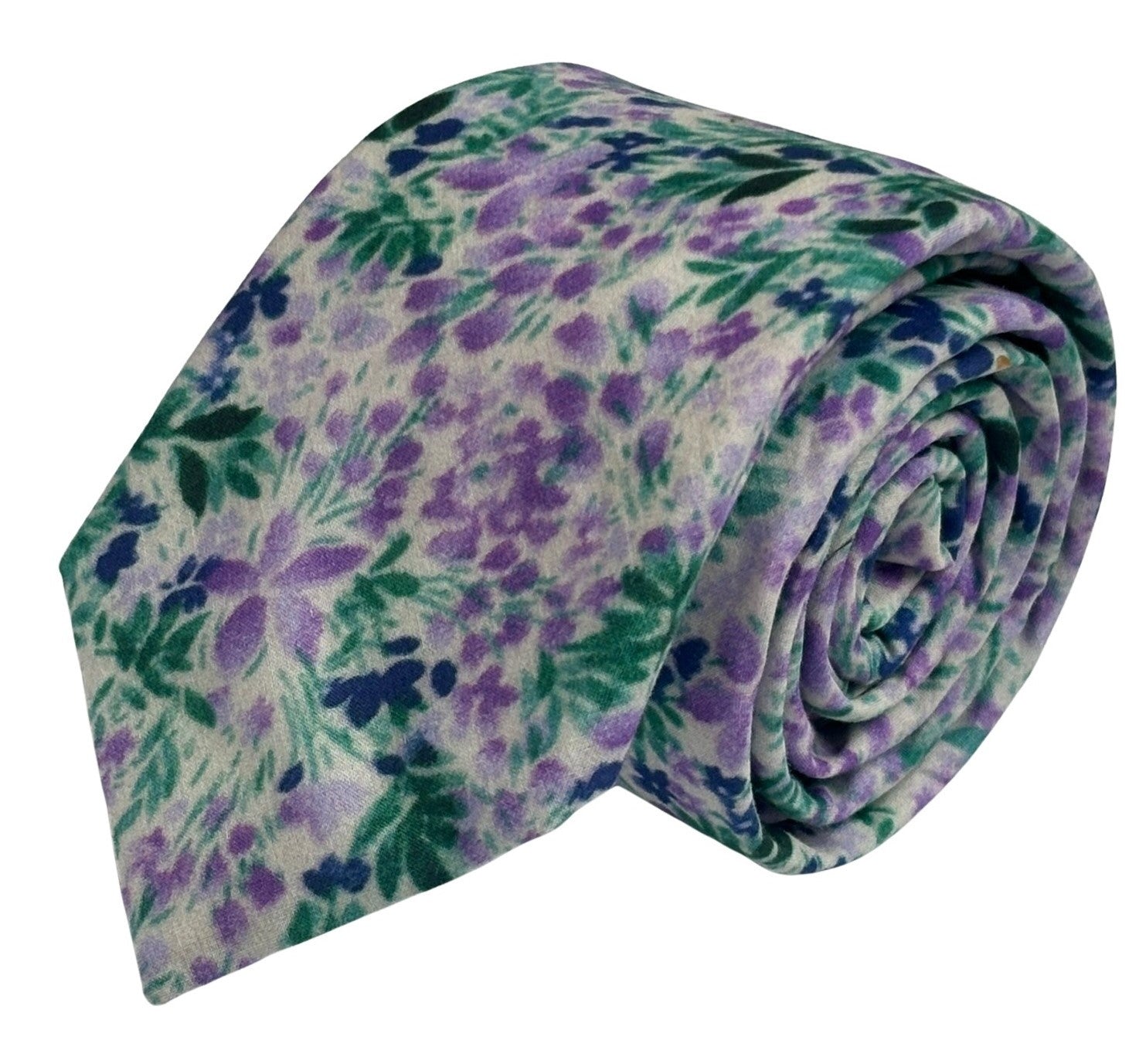 Lilac Light Purple Wildflower Watercolour English Meadow Spring Floral Garden Cotton Tie