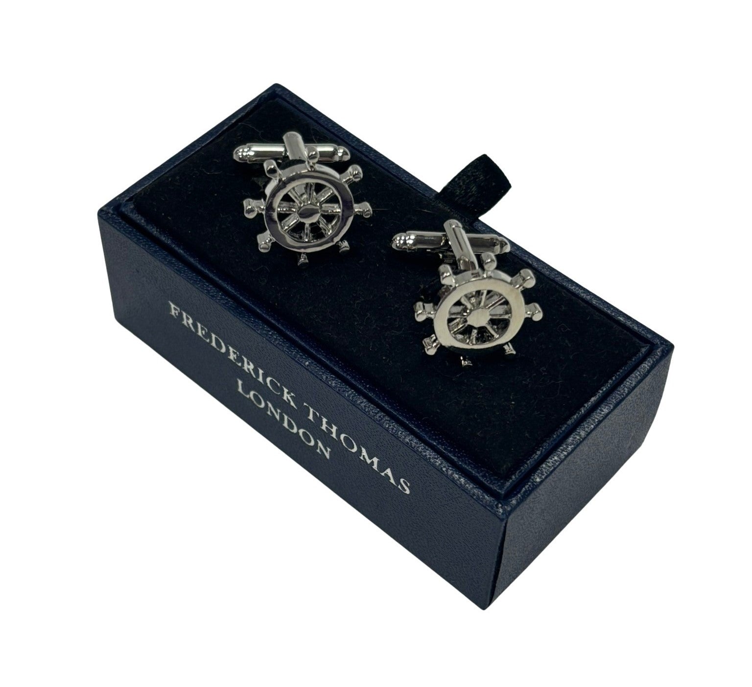 Silver Ship Wheel Nautical Cufflinks