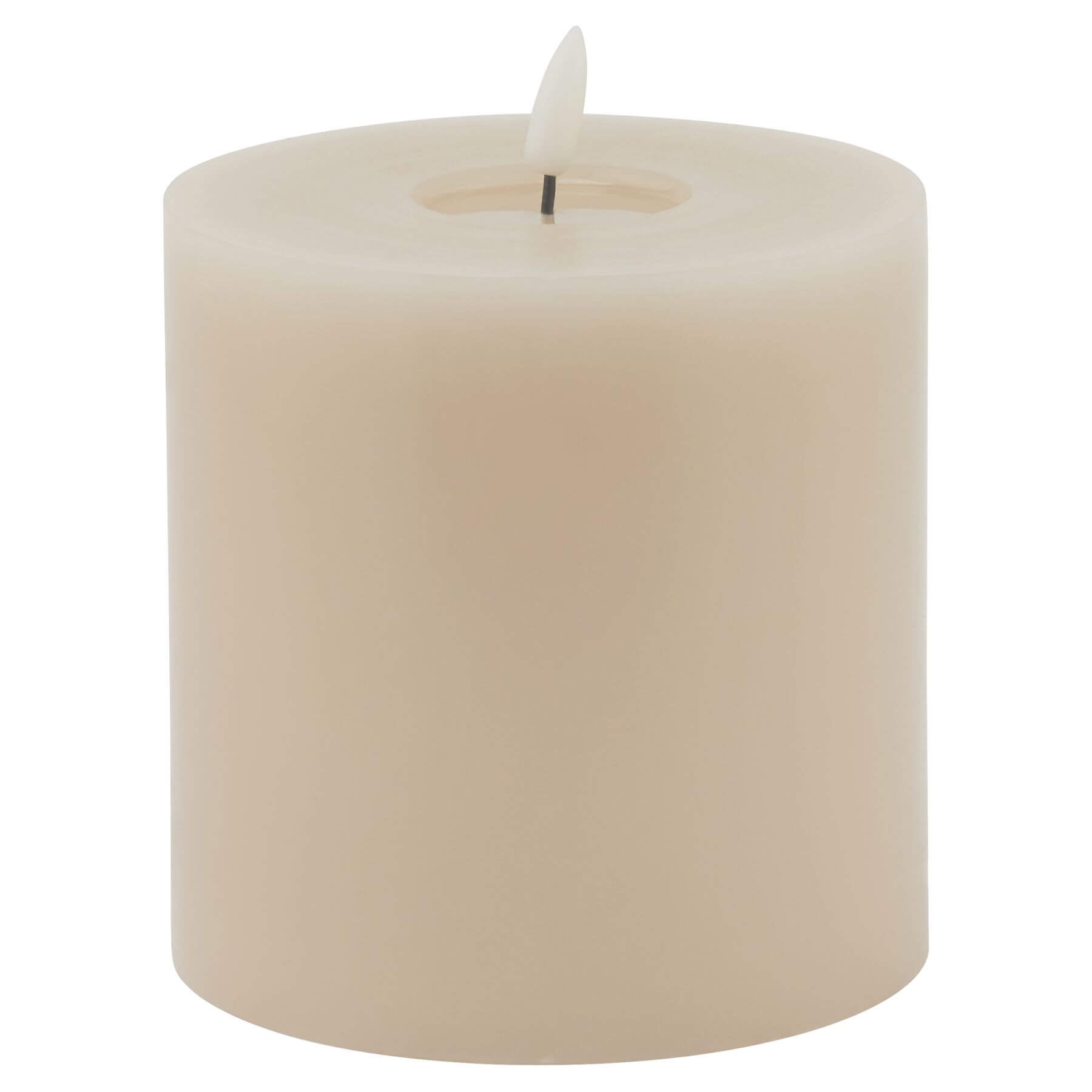Lifelike taupe LED wax candle with realistic melt effect and flickering glow for home decor ambiance by RoomLondon at brixbailey.com