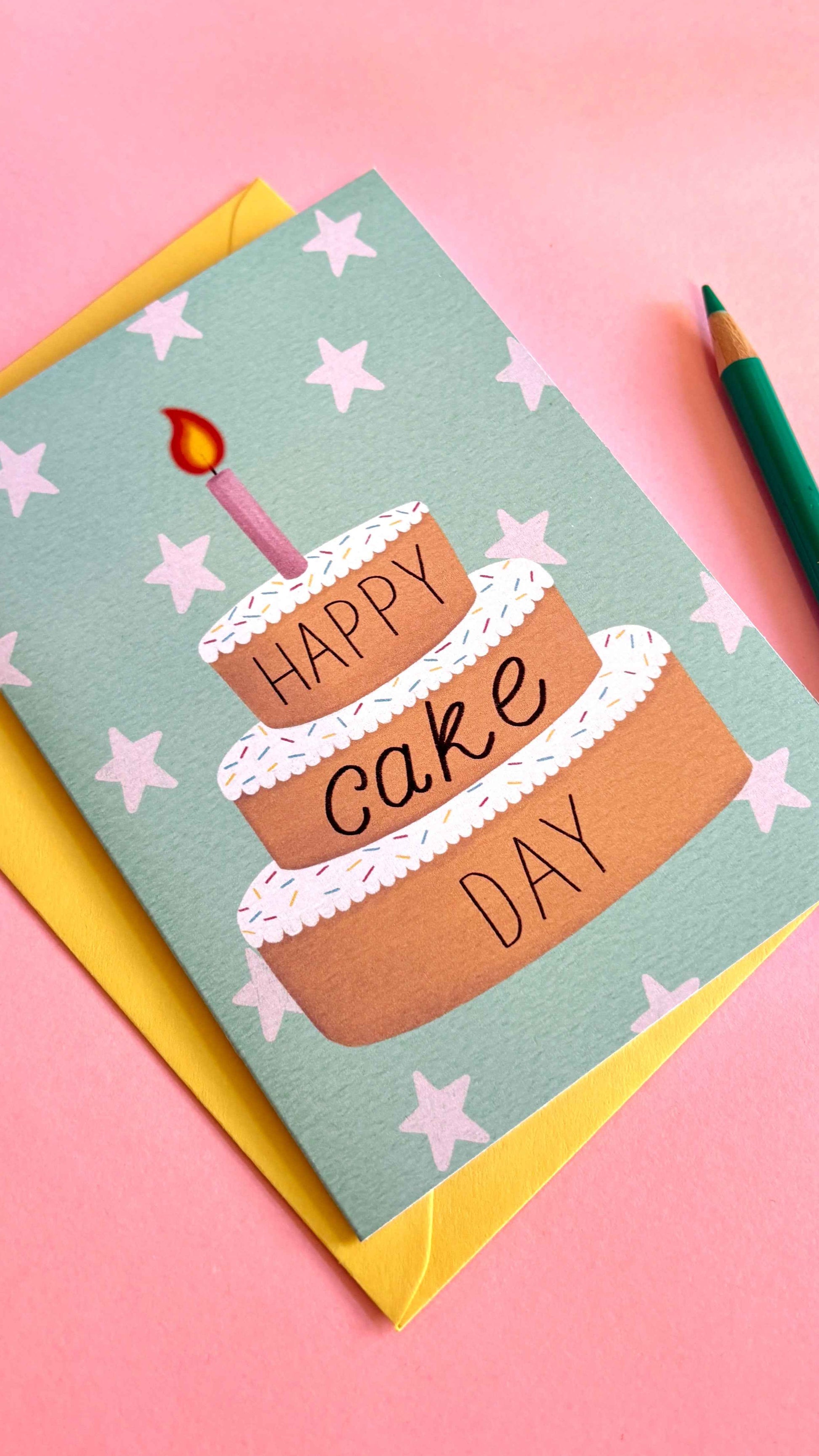 Happy Cake Day Card with Handmade Birthday Design