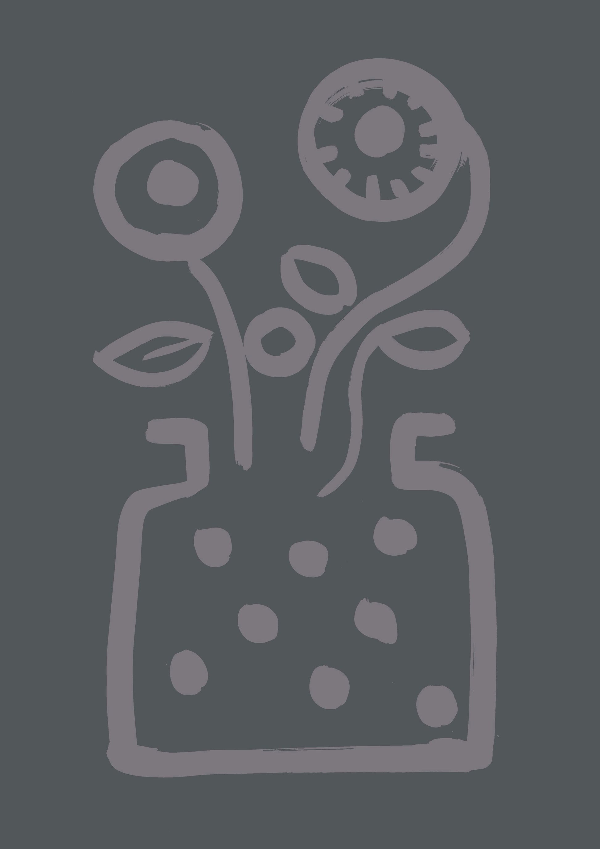 Vase No 2 Print Grey and Pewter Wall Art