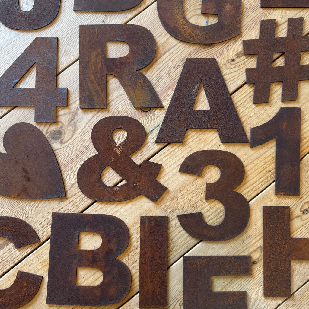 5 inch Fat Font Rusty Metal Letters A-Z 0-9