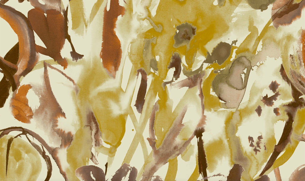 Watercolour Floral Wallpaper - Ochre + Umber
