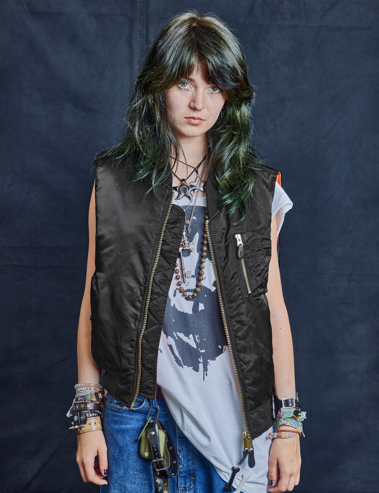 Vintage Black Bomber Gilet