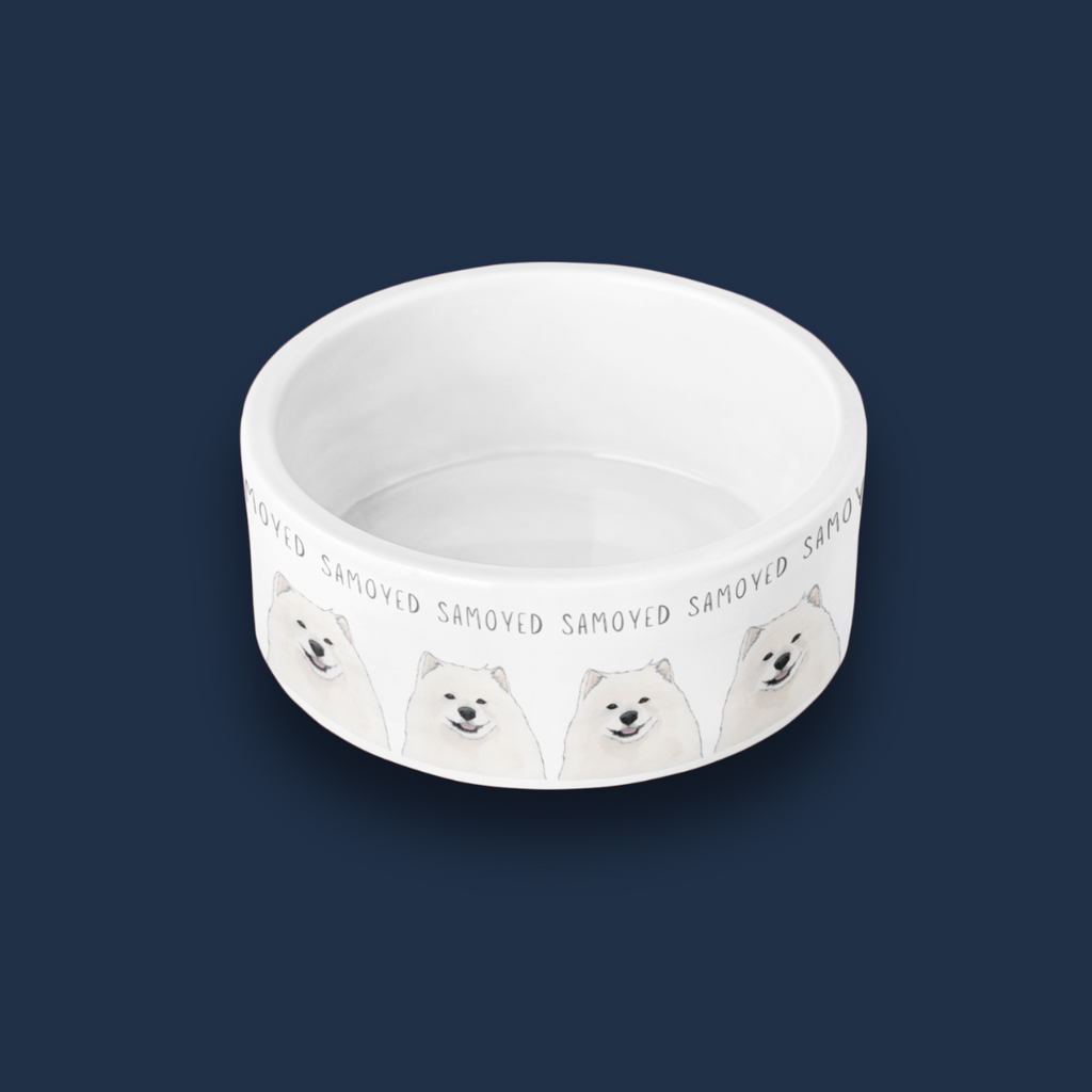 Handmade Samoyed Ceramic Dog Bowl