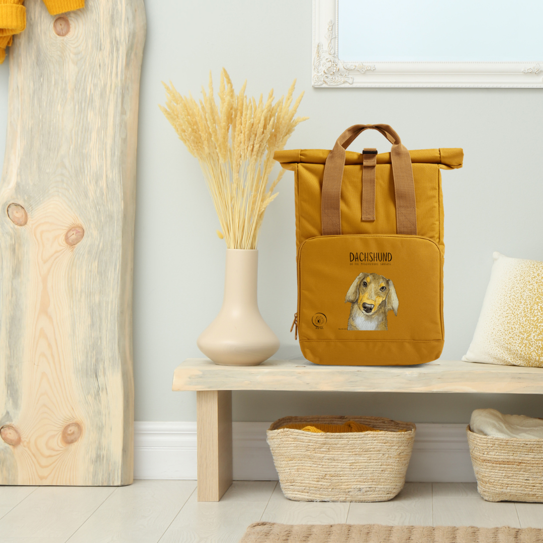 Long Haired Dachshund Roll Top Backpack