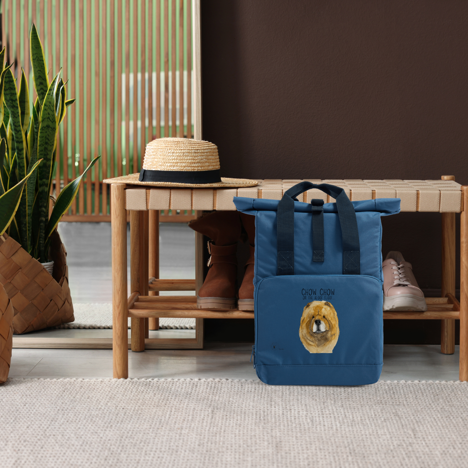 Red Chow Chow Roll Top Backpack for Dog Lovers