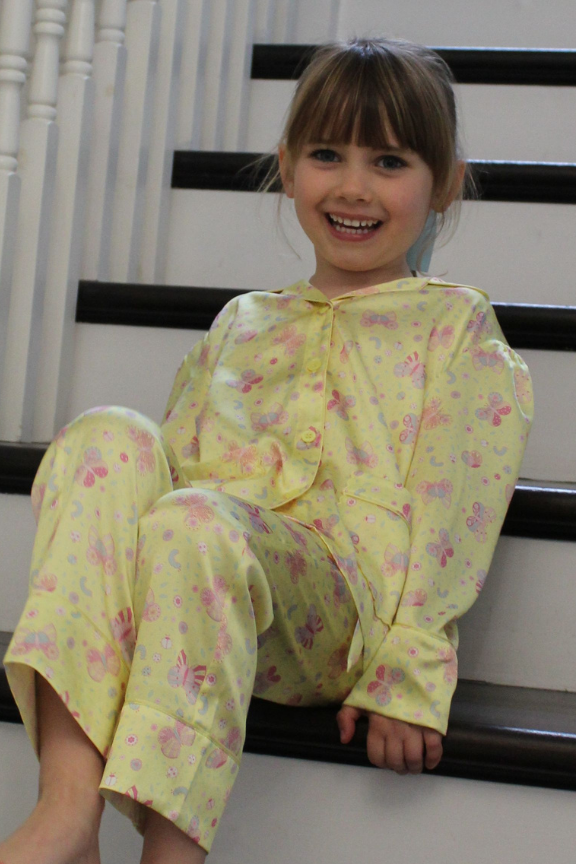 Lemonade Butterfly Silk Pyjama Set for Girls