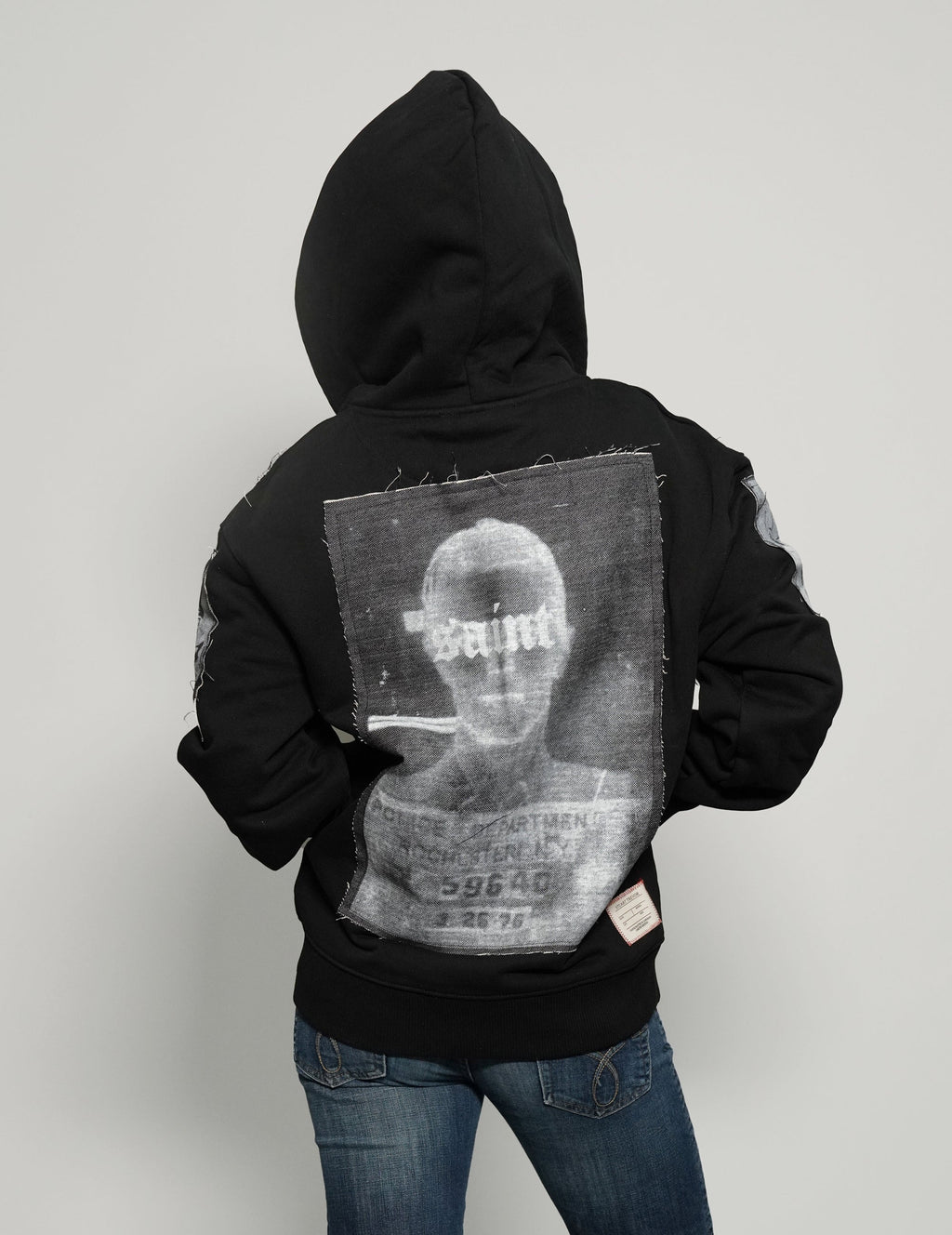 Multipatch Zip Hoodie in Black