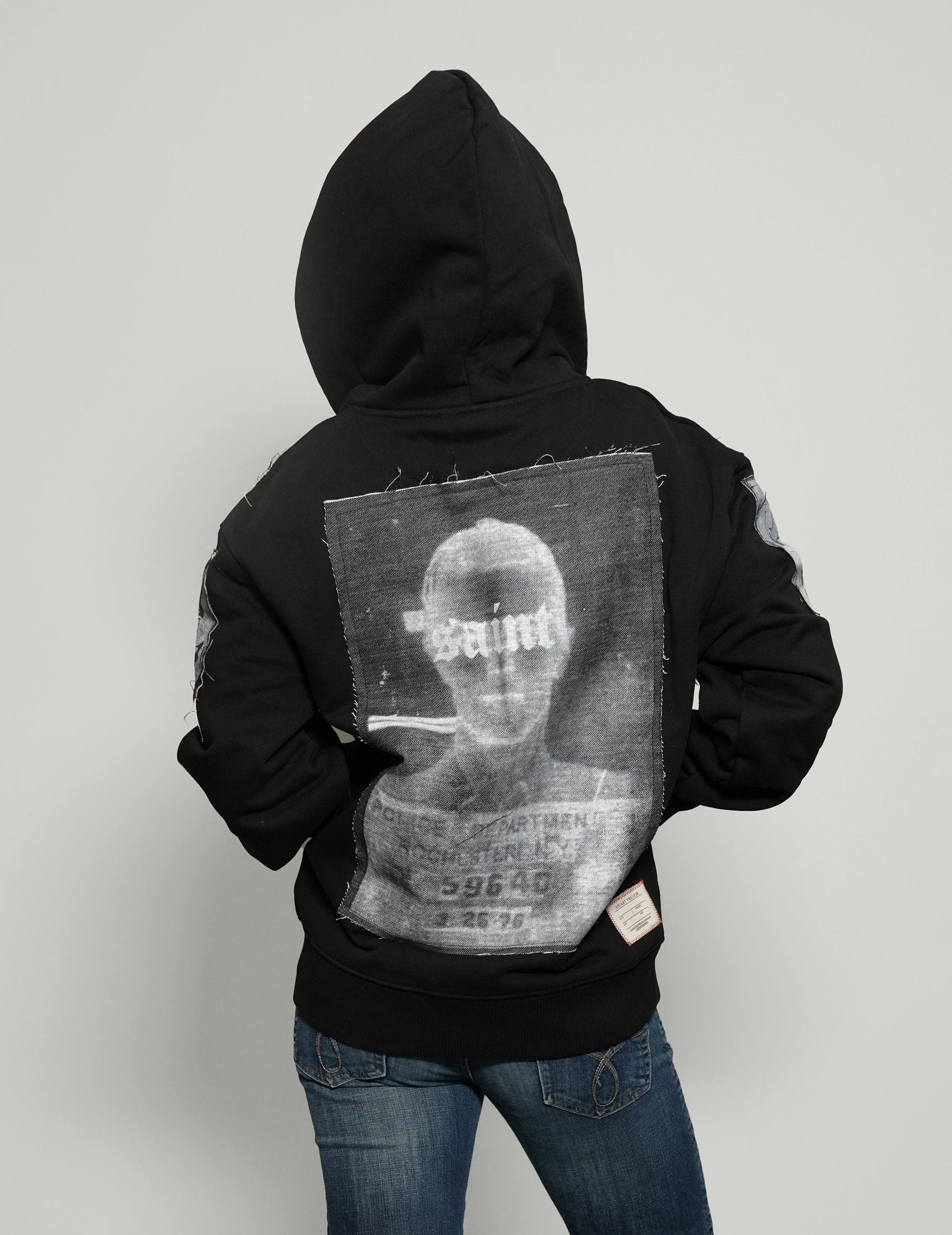 Multipatch Zip Hoodie in Black