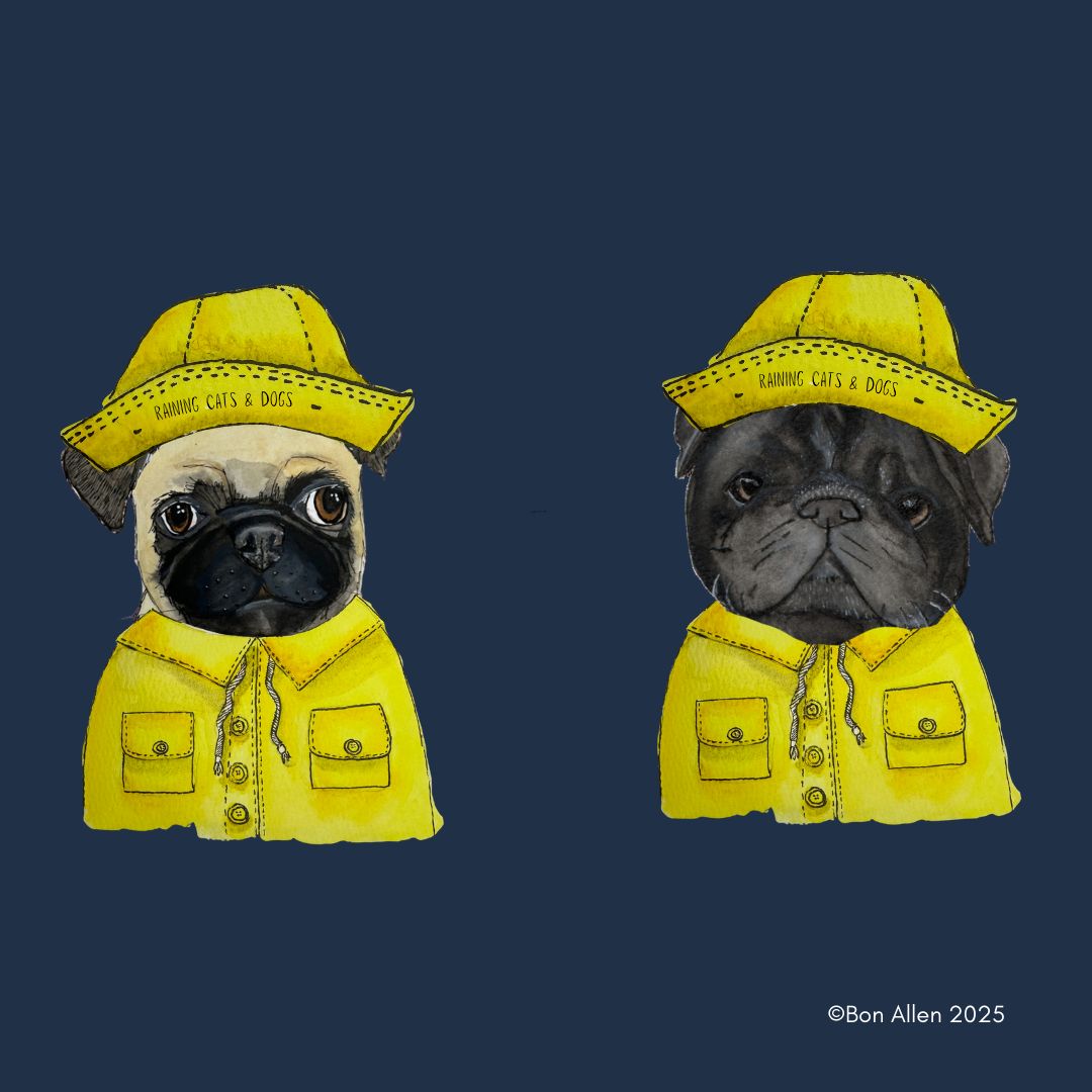 Pug in Raincoat Golf Umbrella