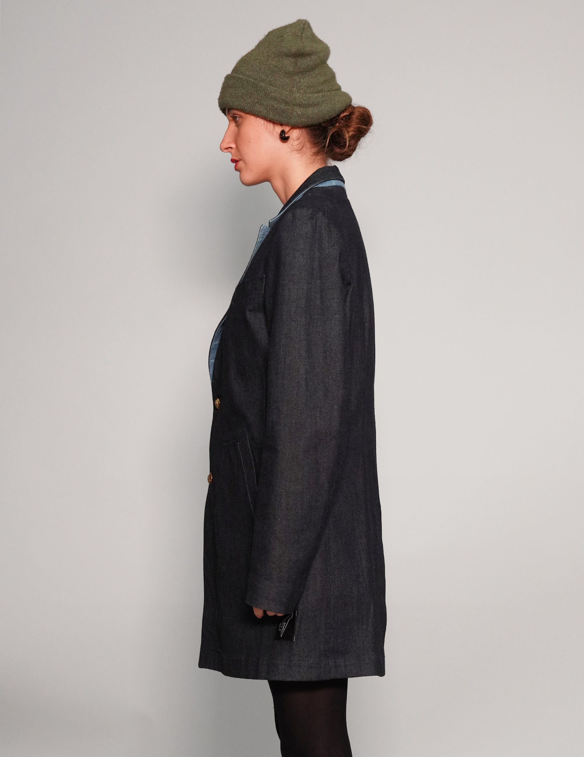 Vintage Denim Frock Coat in Regency Style