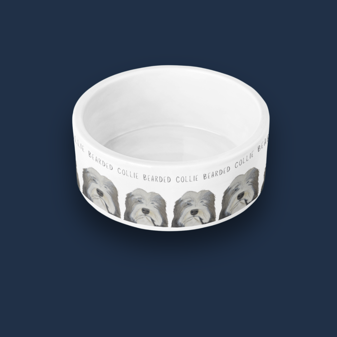 Handcrafted Ceramic Bowl for Bearded Collies
