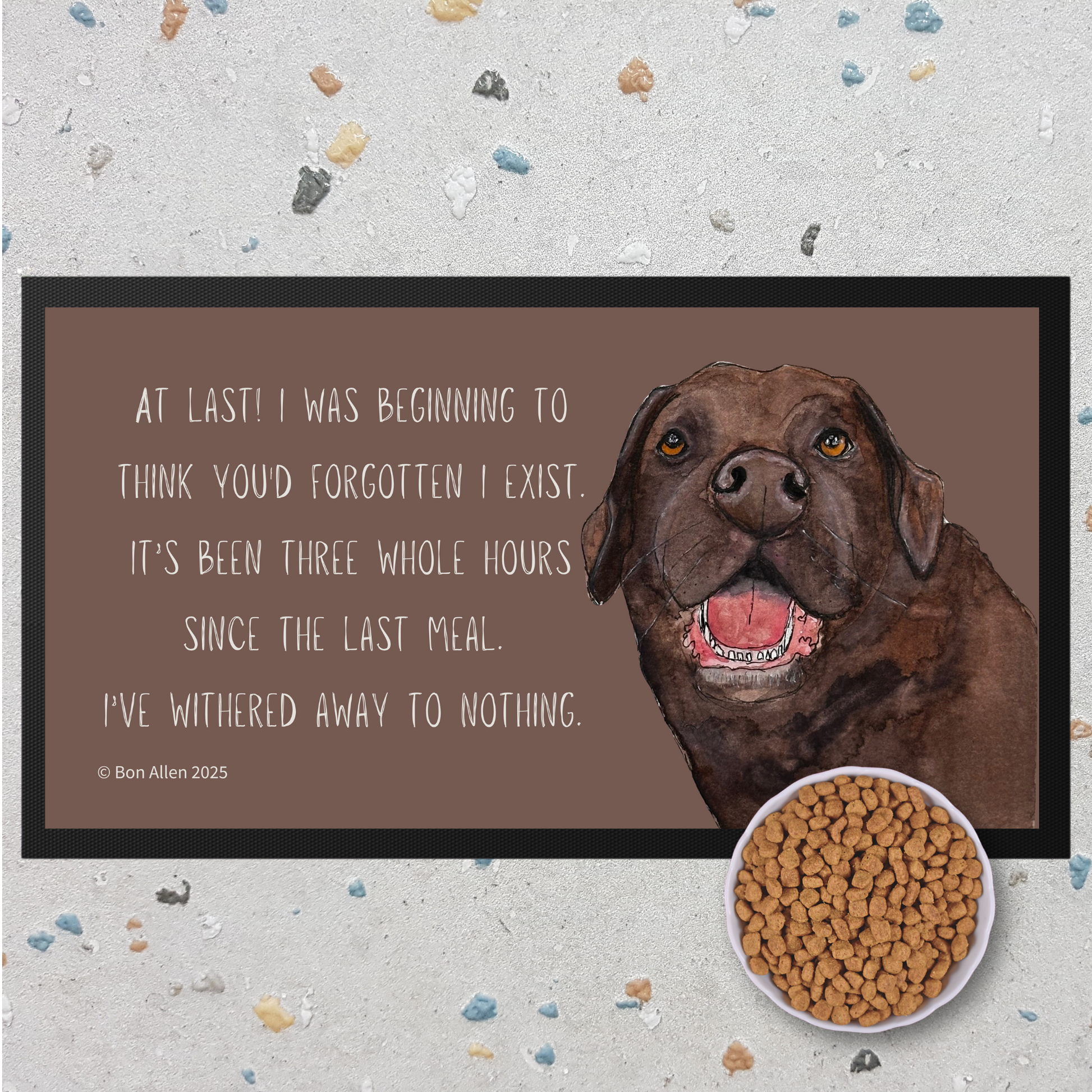 Chocolate Labrador Starving Since Breakfast Pet Bowl Mat