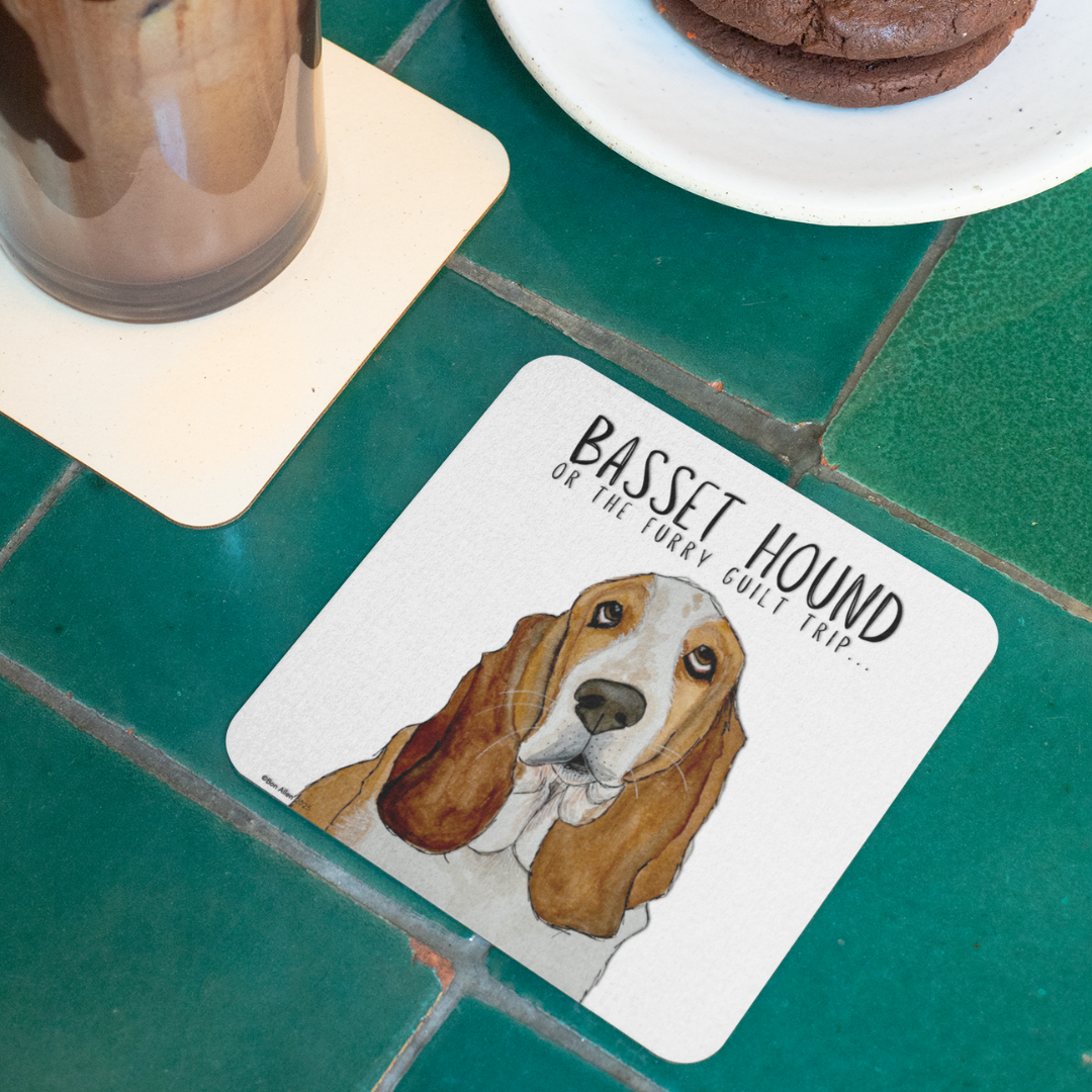 Basset Hound Guilt Trip Coasters Set of 4