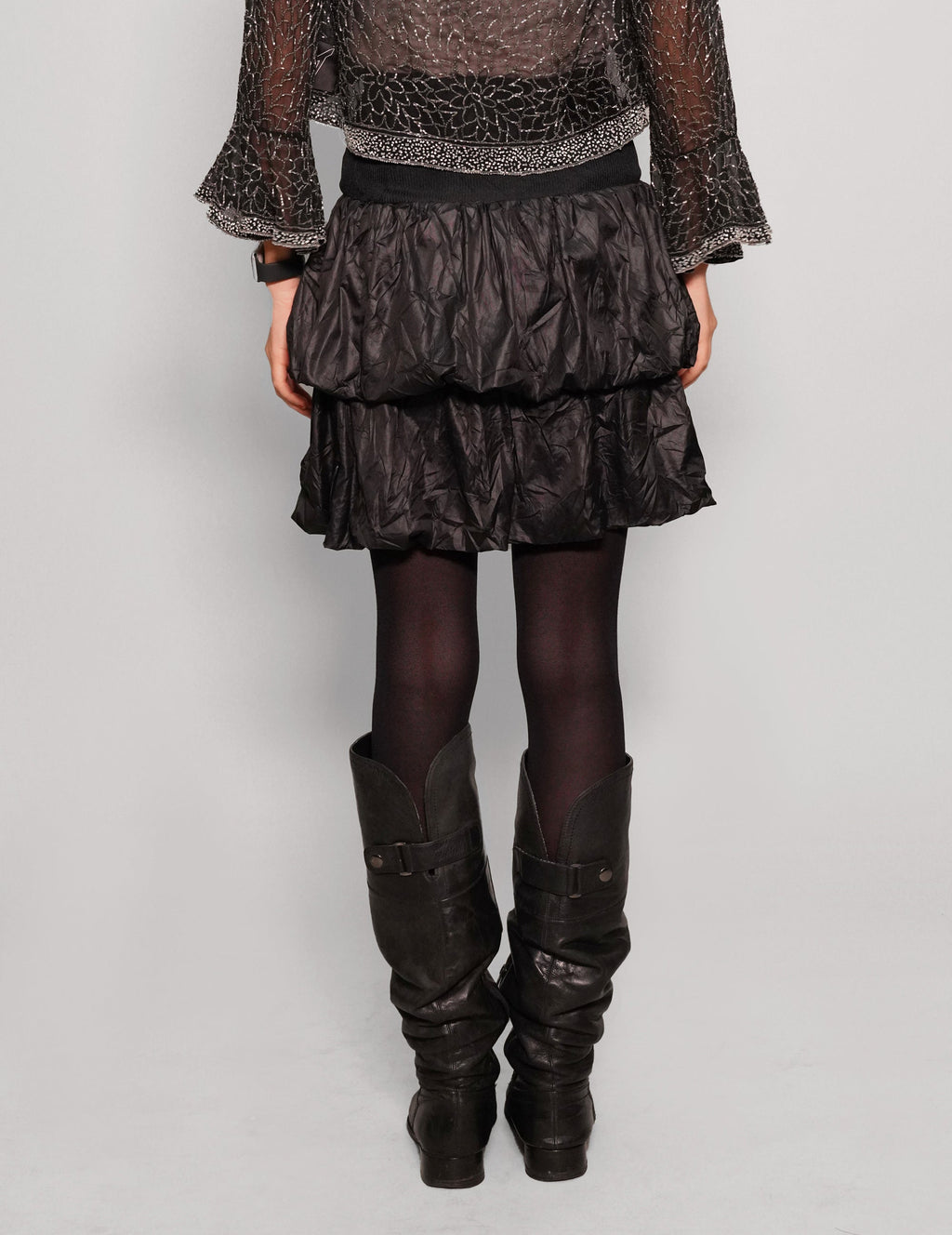 Grand Table Layered Bubble Skirt in Black