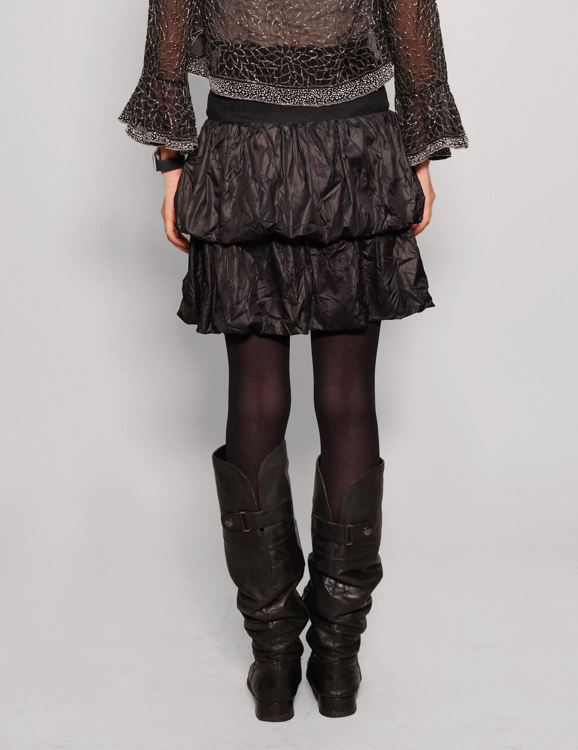 Grand Table Layered Bubble Skirt in Black