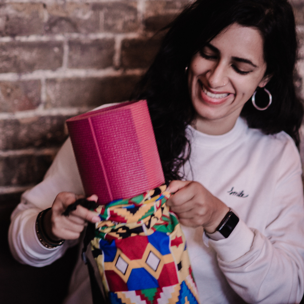 Handmade Yoga Bag in Yellow with African Wax Print
