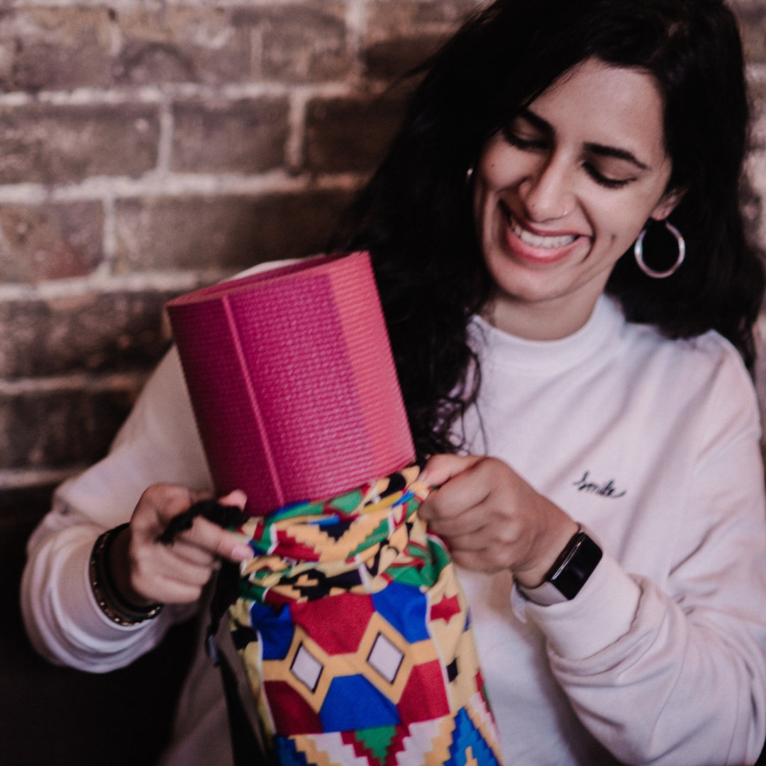 Handmade Yoga Bag in Yellow with African Wax Print