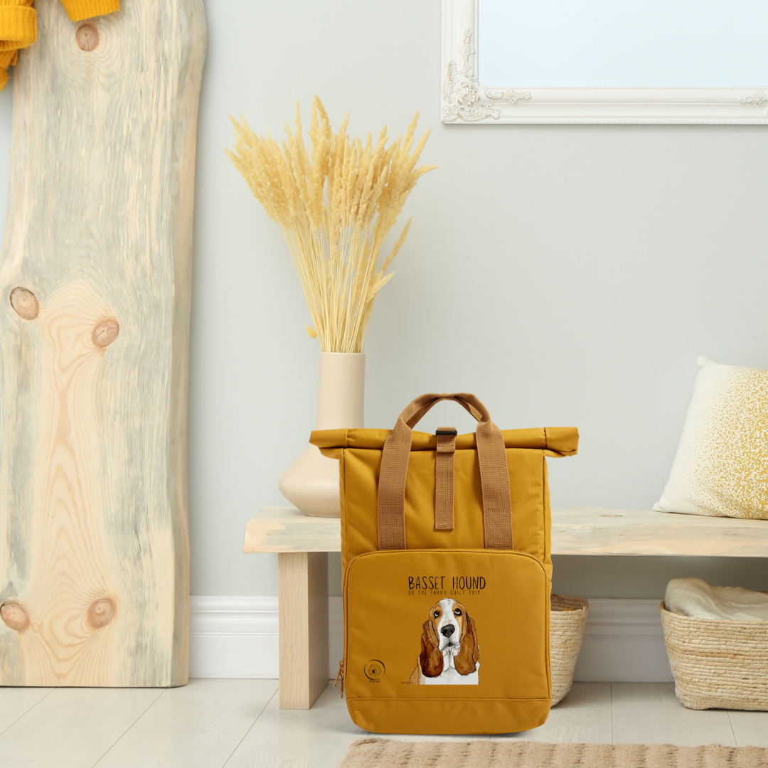 Basset Hound Roll Top Backpack Sustainable Stylish