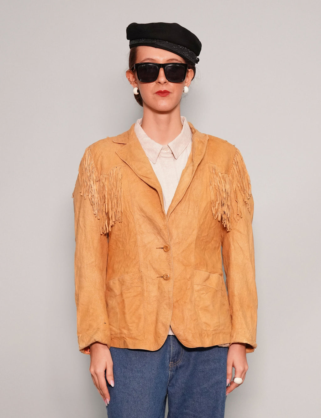 Light Yellow Leather Cowgirl Jacket