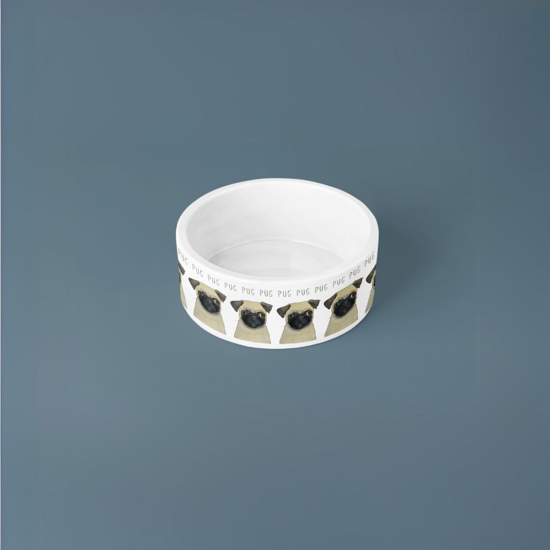 Ceramic Dog Bowl for Pugs