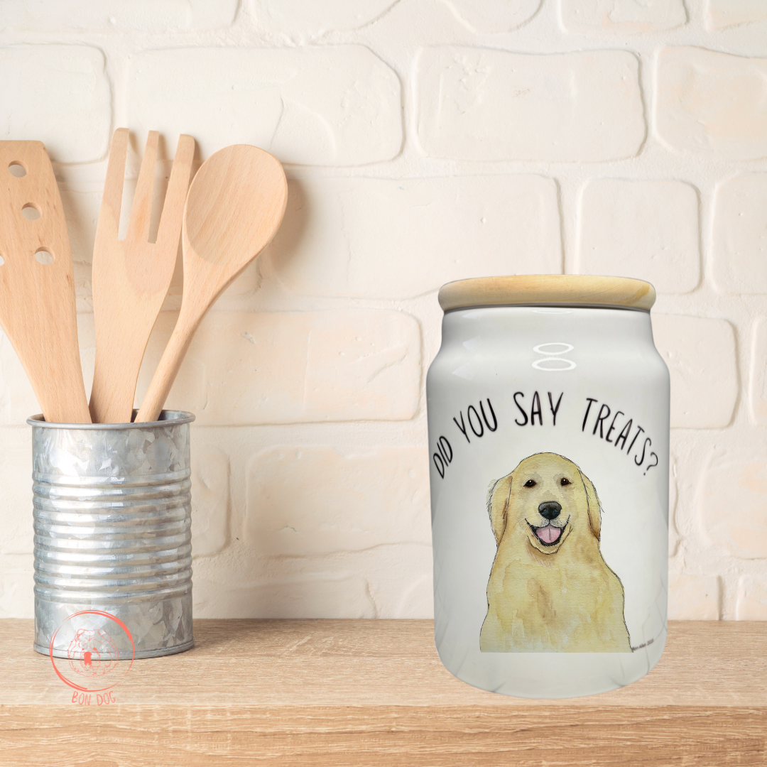 Golden Retriever Ceramic Treat Jar with Airtight Lid