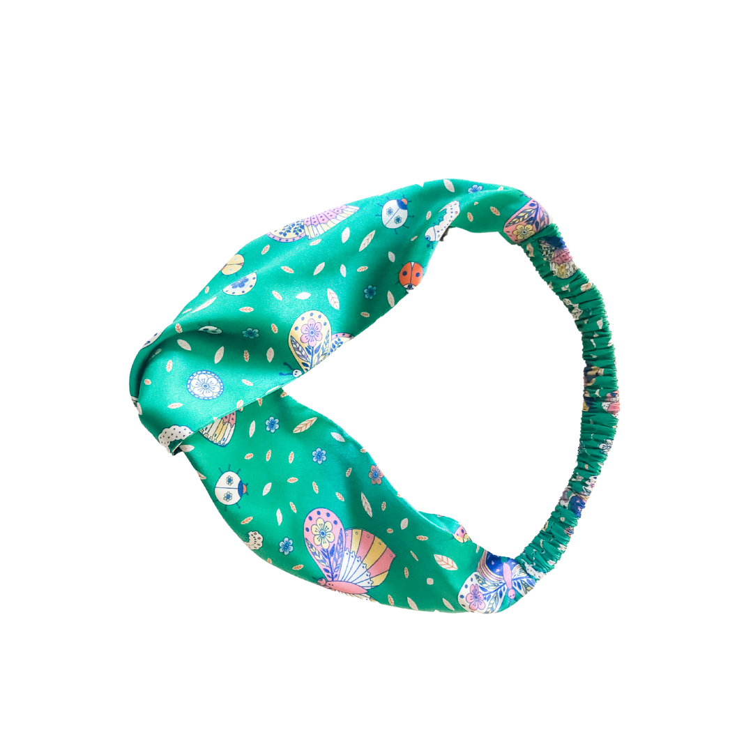 Dottie Silk Headband in Rainforest Butterfly