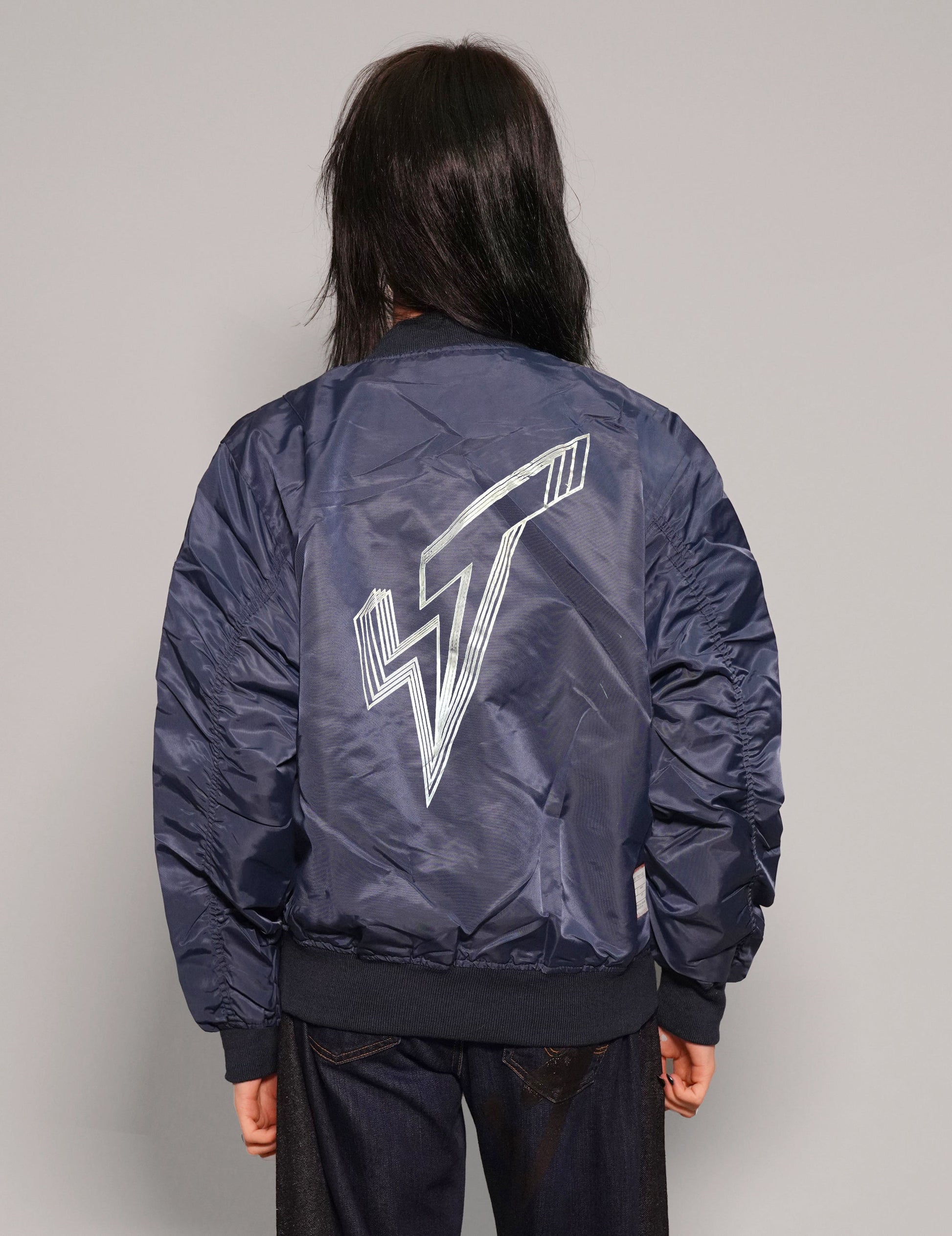 Vintage Blue Bomber Jacket Light Weight