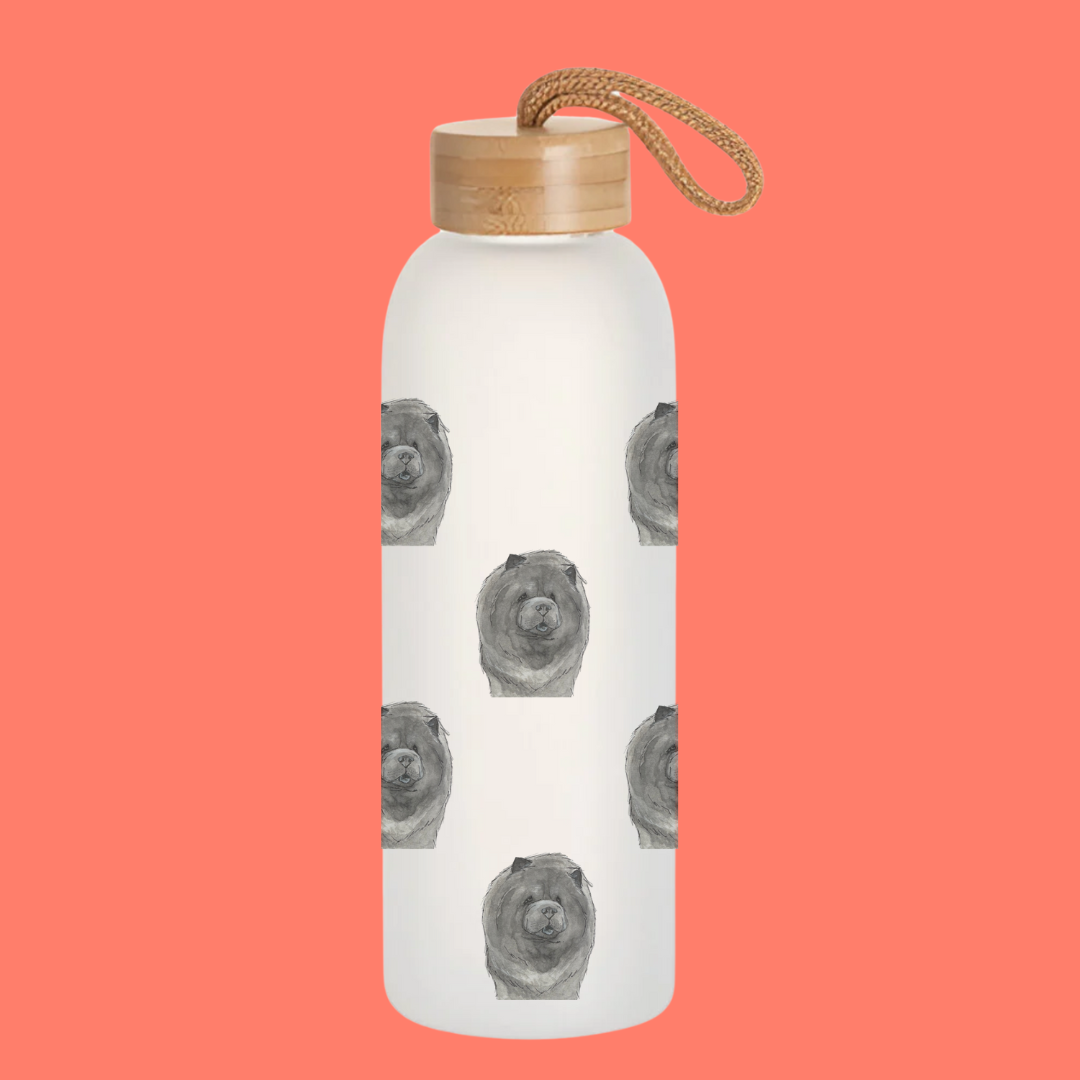 Frosted Glass Water Bottle with Bamboo Lid 750ml