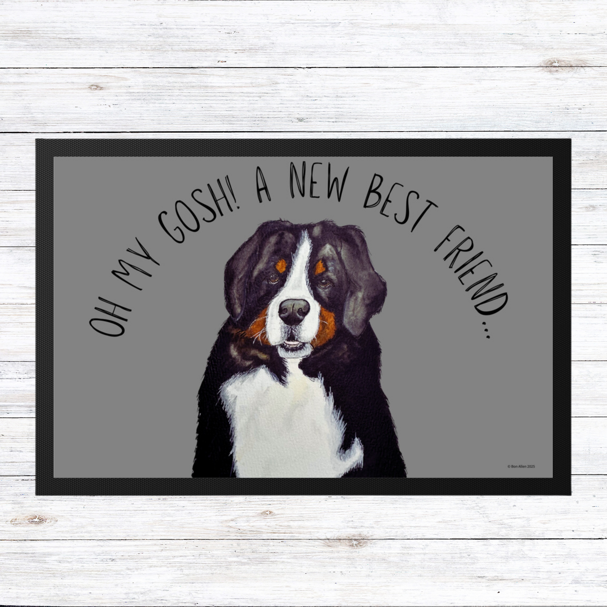 Bernese Mountain Dog Doormat Welcome Friend