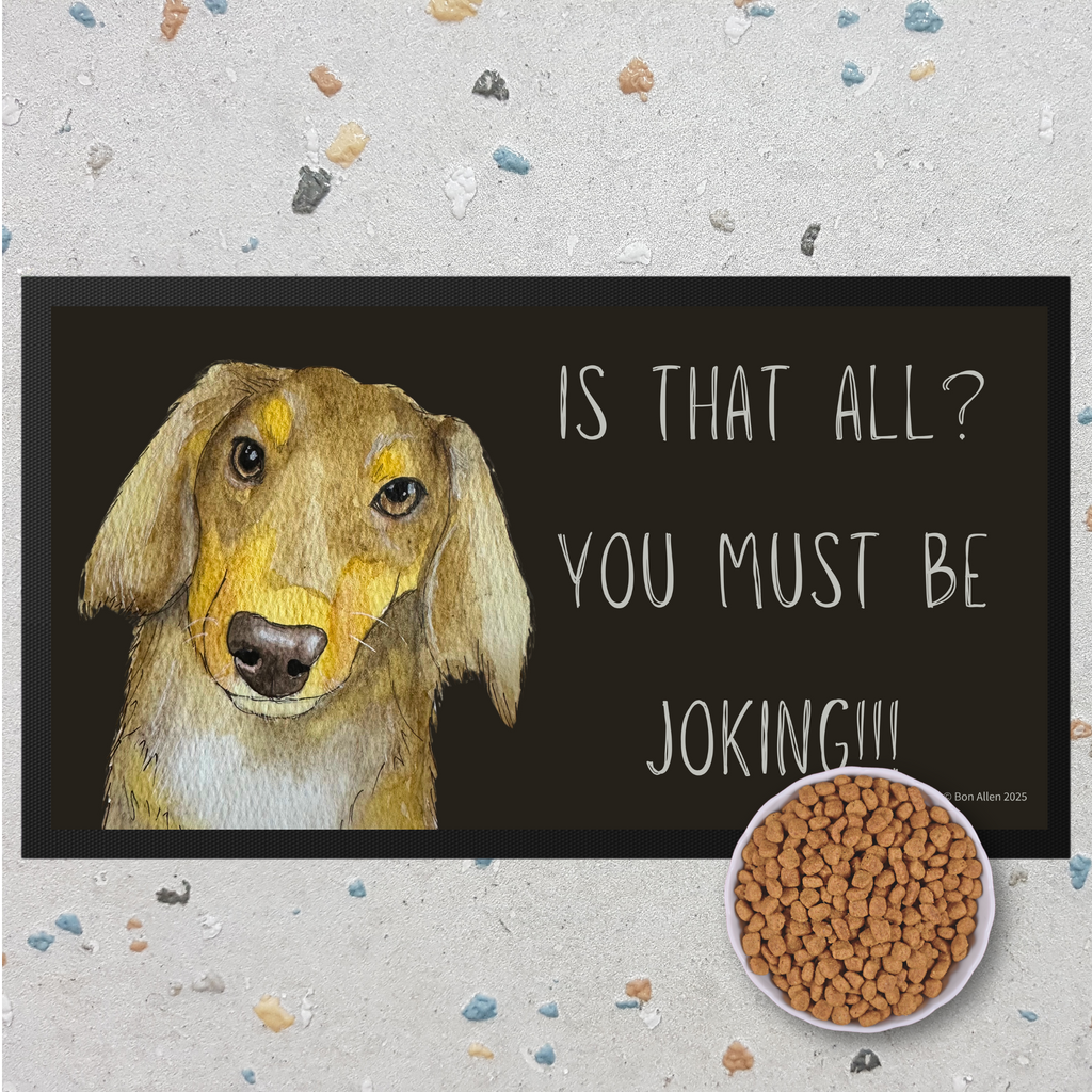 Long Haired Dachshund Dining Drama Pet Bowl Mat