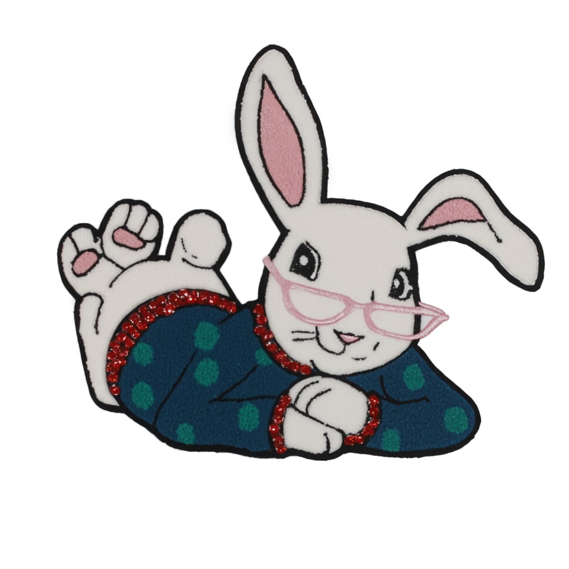 Cotton Rabbit Printed and Embroidered T-Shirt in White