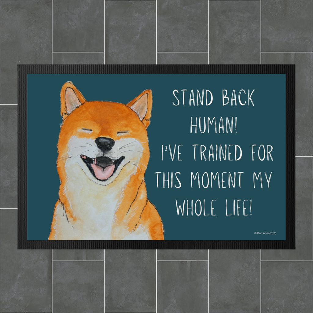 Stand Back Human Shiba Inu Door Mat