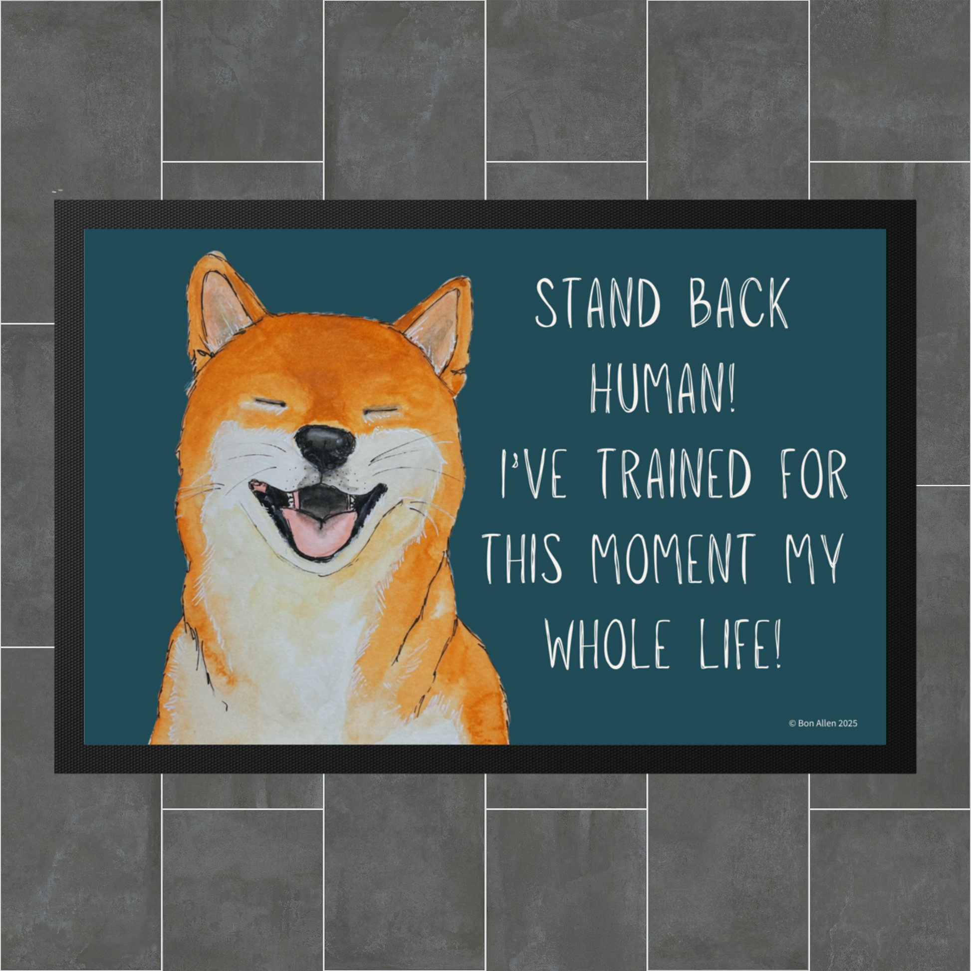 Stand Back Human Shiba Inu Door Mat