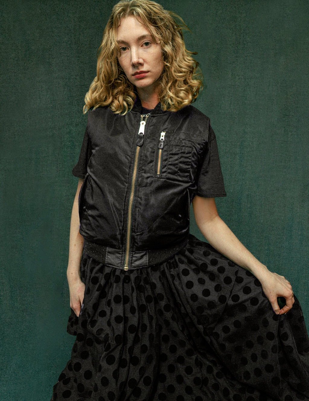 Black Polka Dot Mesh Maxi Skirt